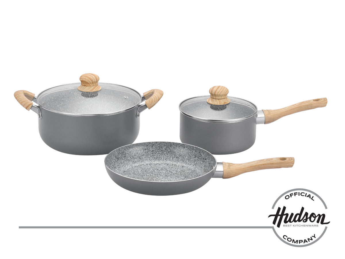 Batería De Cocina Hudson   Antiadherente Granito 5 Piezas