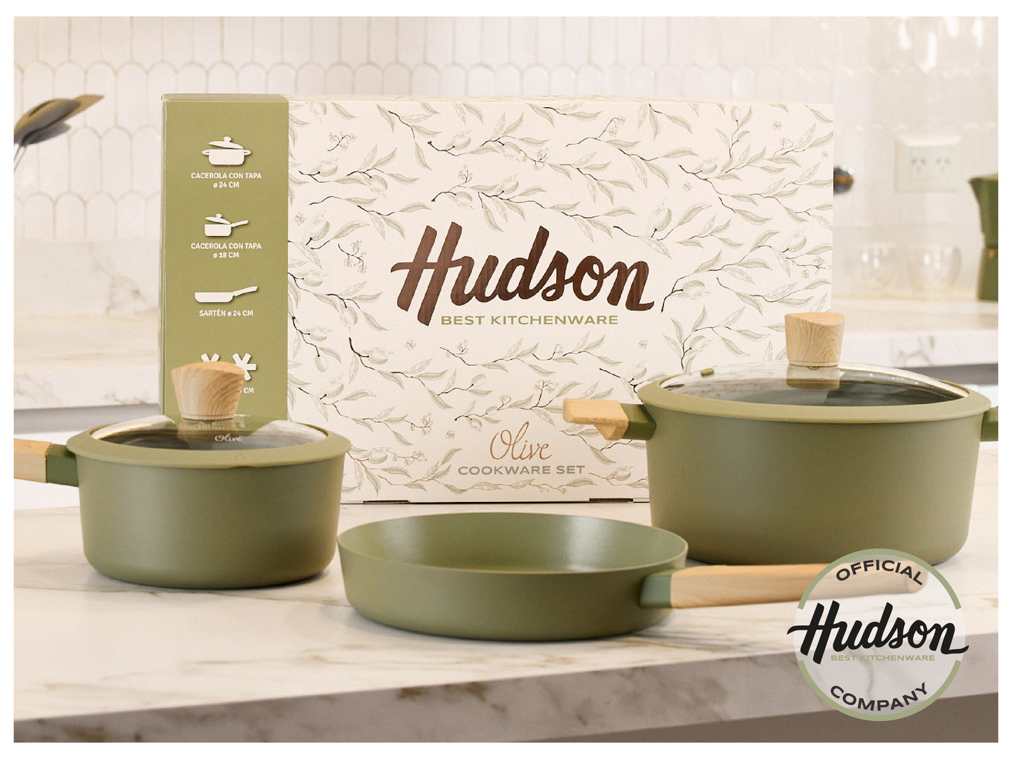 Batería De Cocina de 7 Piezas Línea Olive