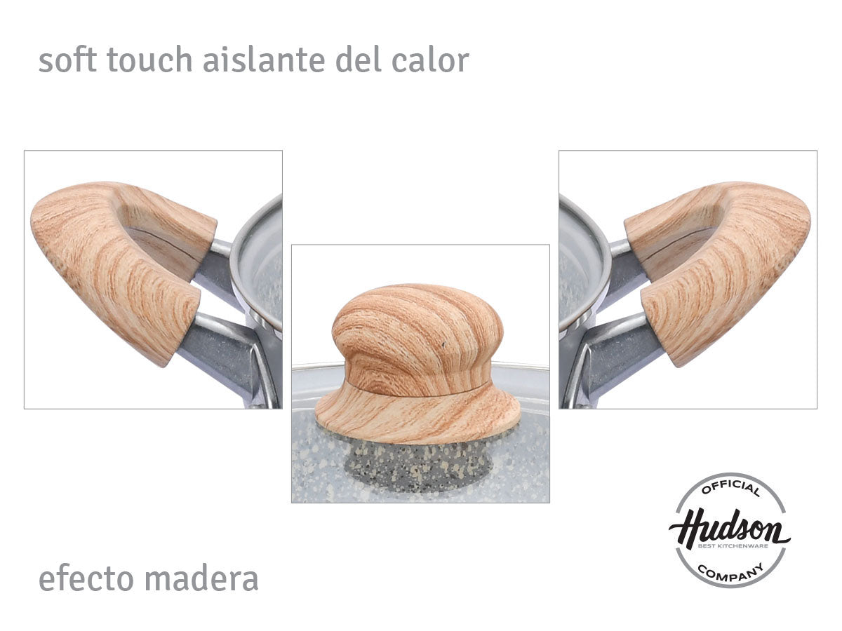 Cacerola Hudson De Aluminio C/antiadherente Granito De 24 Cm