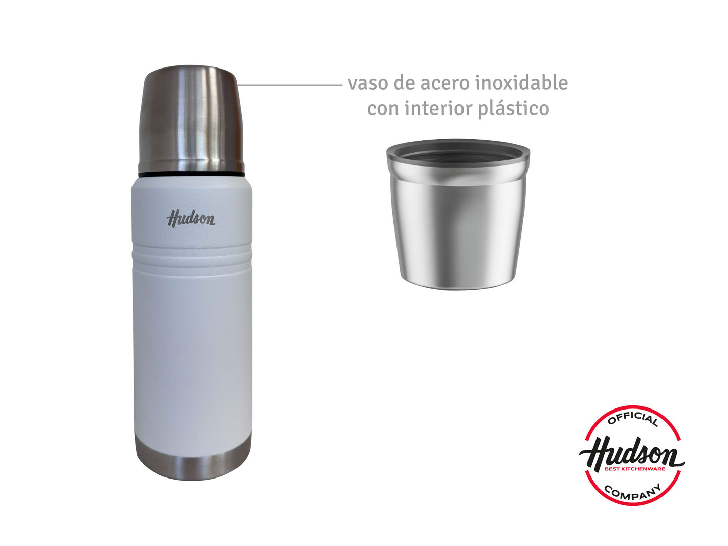 Termo Hudson 750 Ml Blanco De Acero Inoxidable