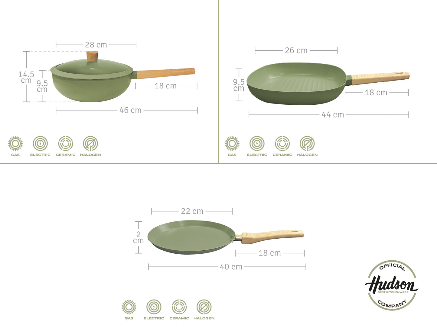 Batería De Cocina de 9 Piezas Línea Olive