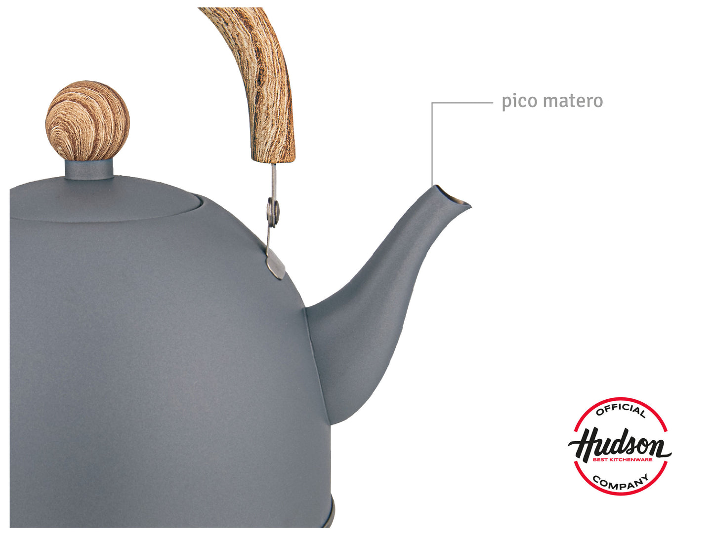 Pava Gris Mango Madera 1.5lts Pico Matero