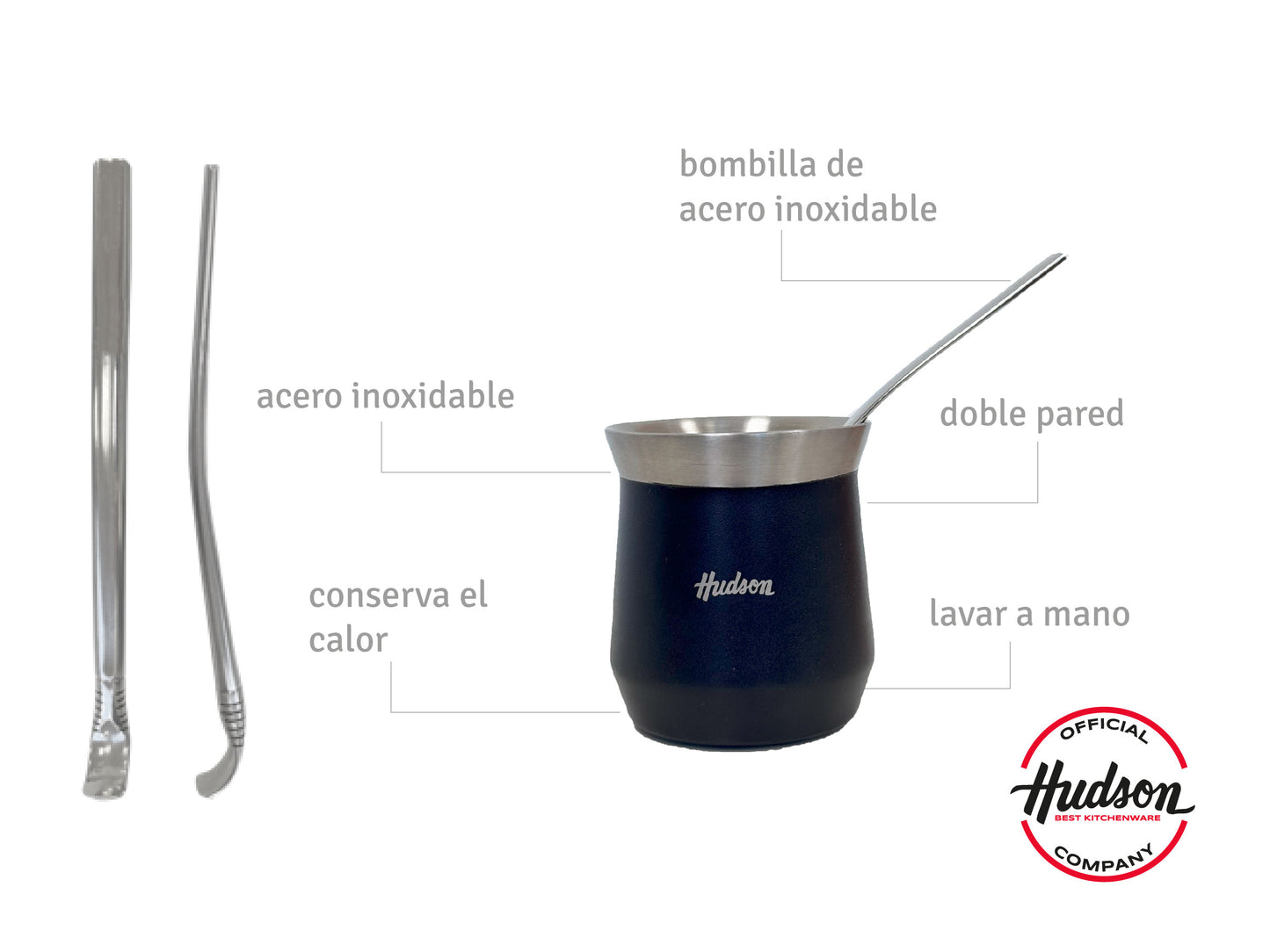 Termo 1 Litro + Mate Negro Vaso