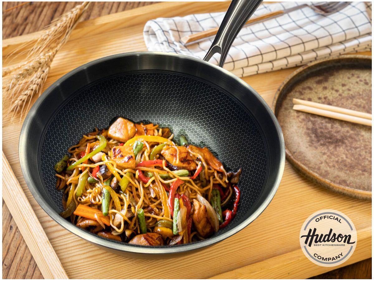 Wok de Acero Inoxidable con Antiadherente 30 cm sin Tapa