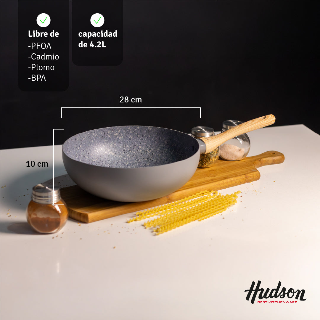 Wok 28 Cm C/antiadherente Línea Nueva Granito