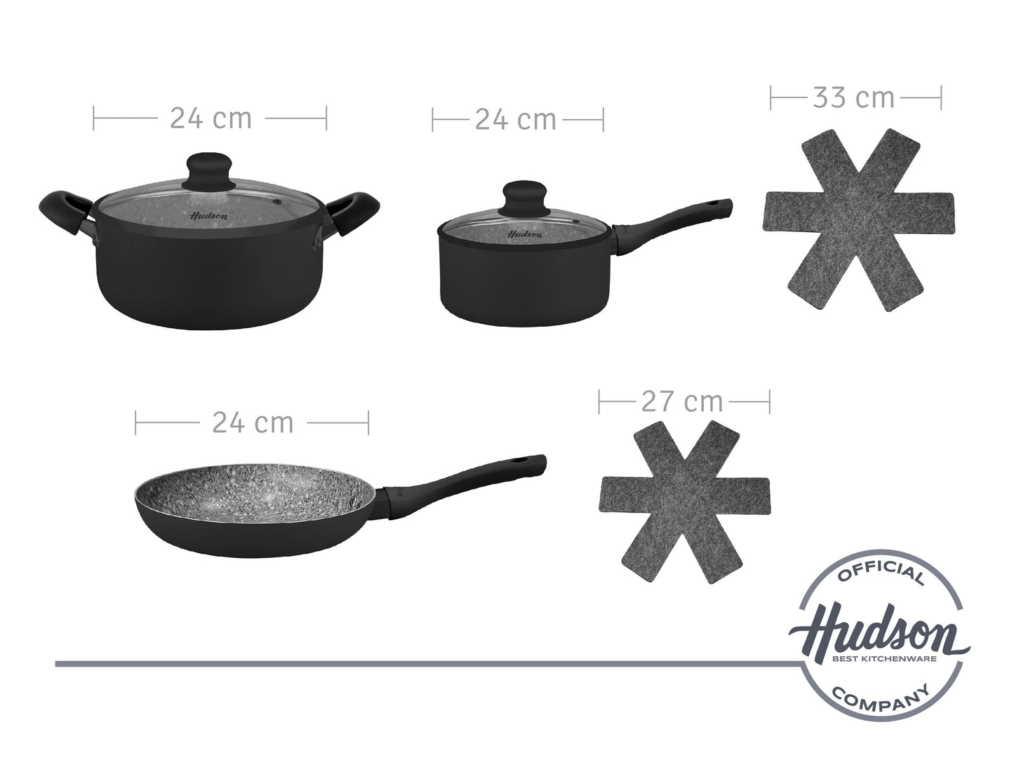 Bateria Black Granite 7 Piezas + Pot Mat X 2