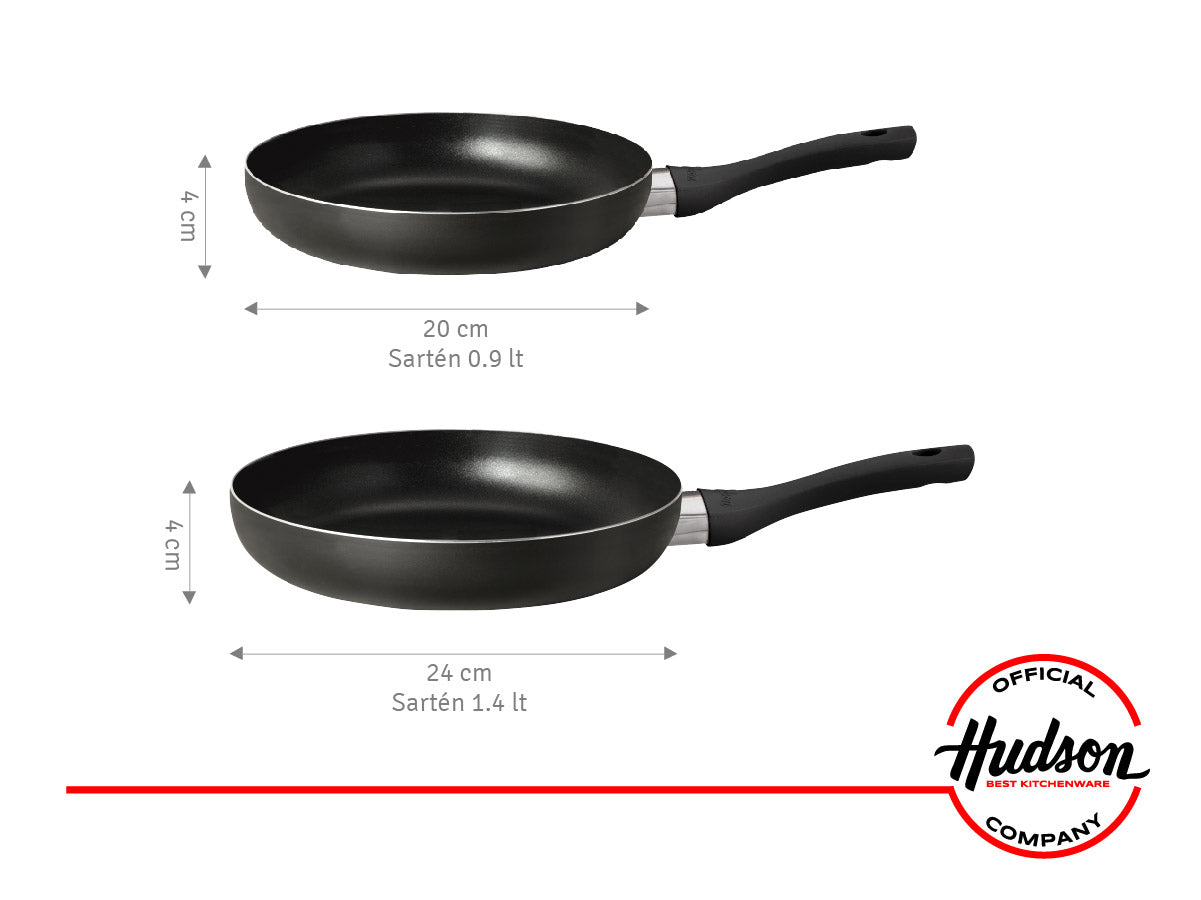 Set Sarten 22cm + Sarten 24cm + Sarten 26cm Hudson Aluminio