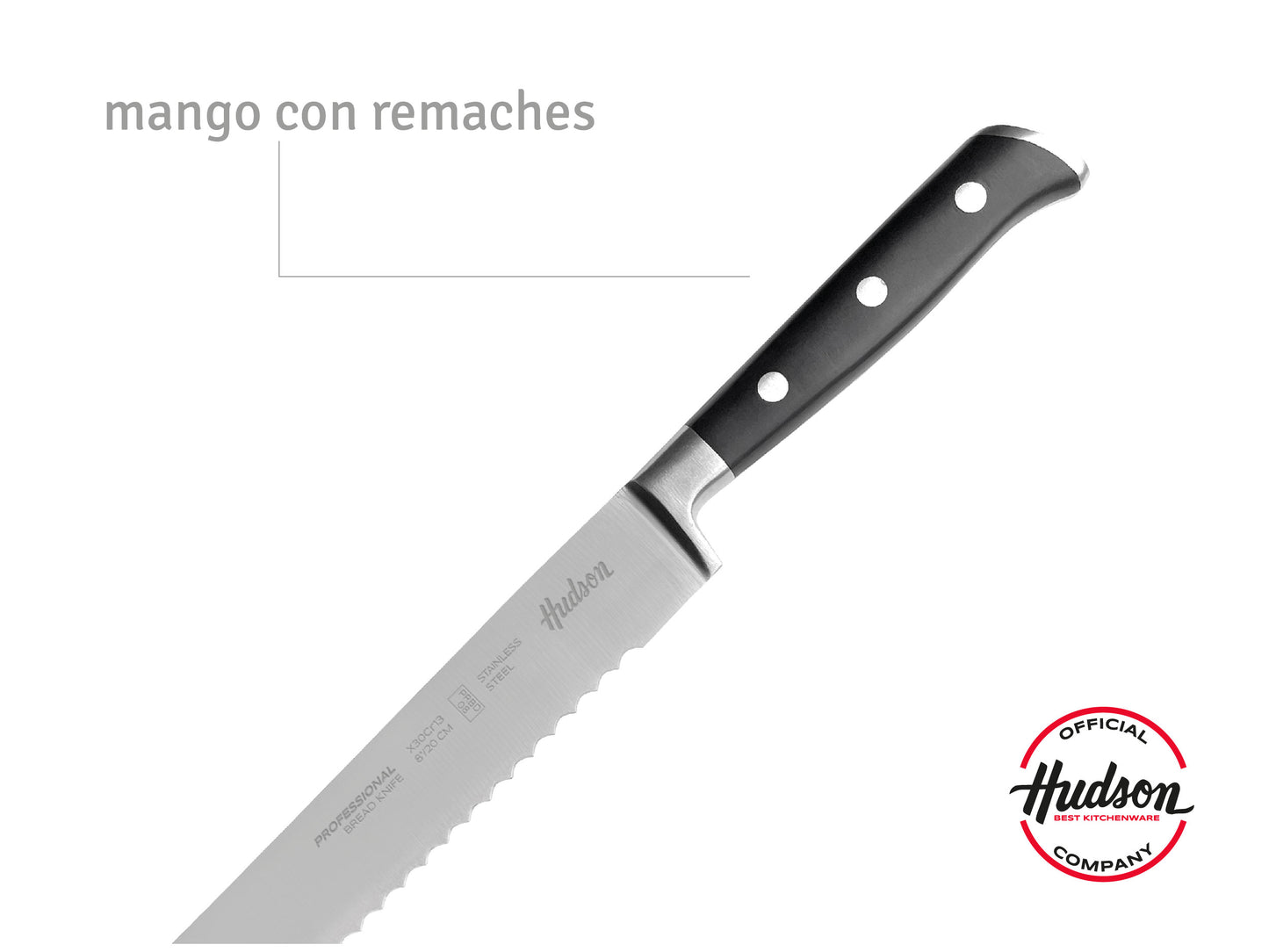 Cuchillo De Pan 8 Linea Hudson Acero Inoxidable Con Remache