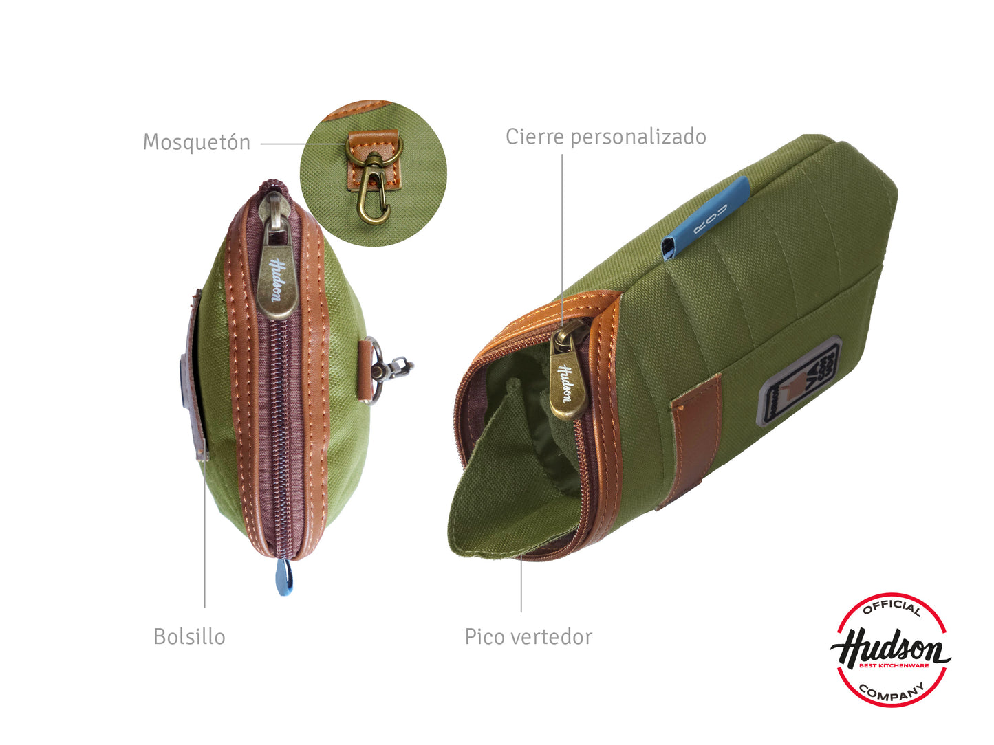 Yerbera Con Pico Vertedor Y Bolsillo Verde