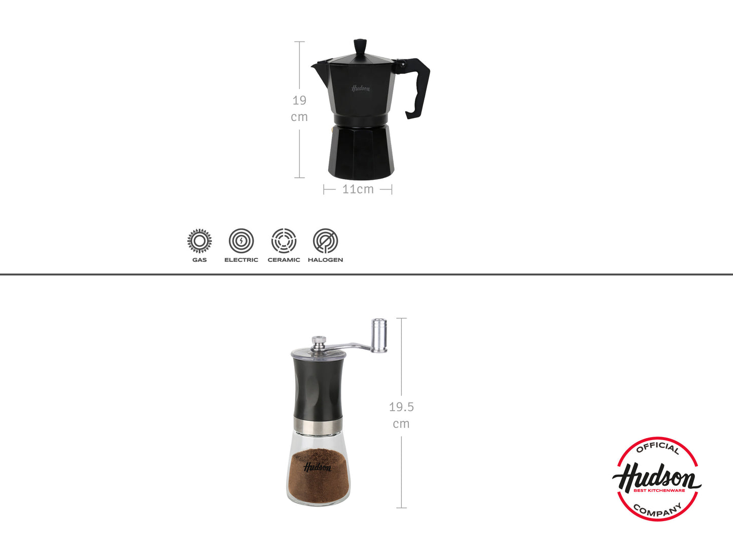 Set de Cafetera Inducción y Molinillo de Café