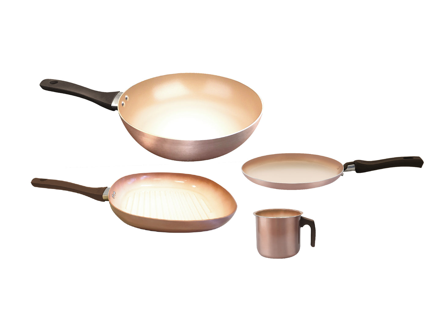 Set Hudson Cobre 8 Piezas Bateria + Wok + Bifera + Jarro