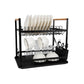 Escurridor De Platos Negro 2 Pisos Madera Hudson Cocina