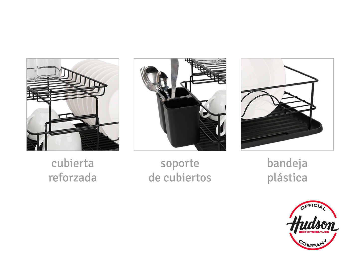 Escurridor De Platos Negro 2pisos Madera