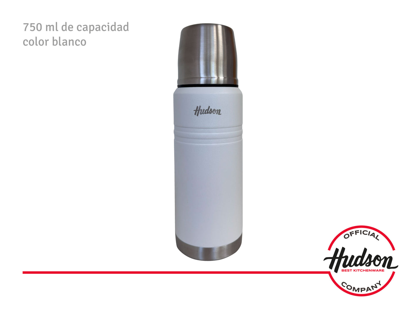 Termo Hudson 750 Ml Blanco De Acero Inoxidable
