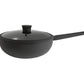 Wok De Aluminio C/mango Y Tapa De Cristal De 32 Cm